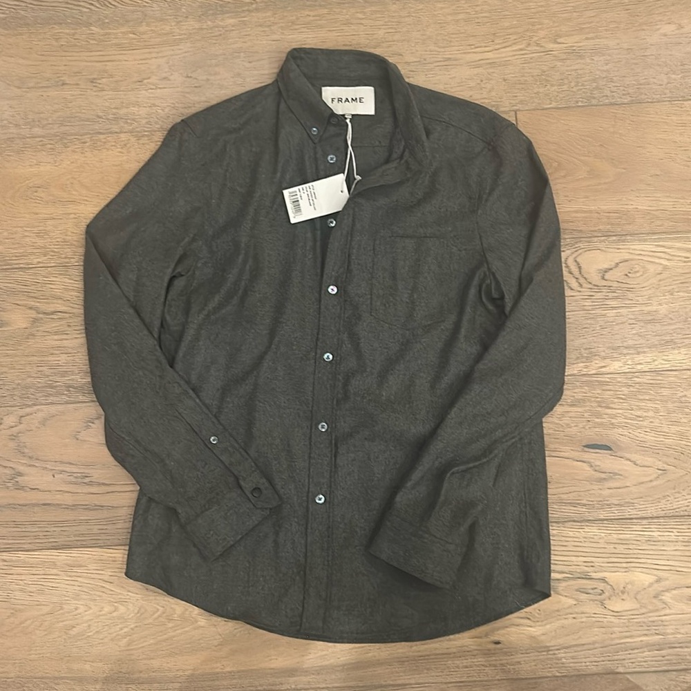 NWT FRAME washable light wool shirt in Gris Melange size Medium